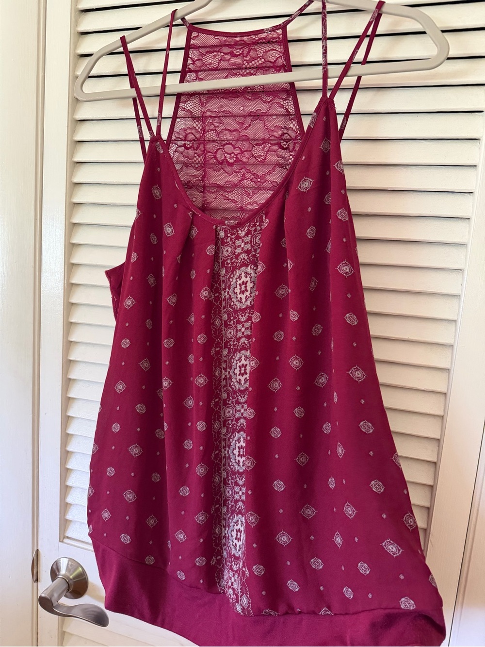 Maurices Burgundy Lace-Back Printed Cami